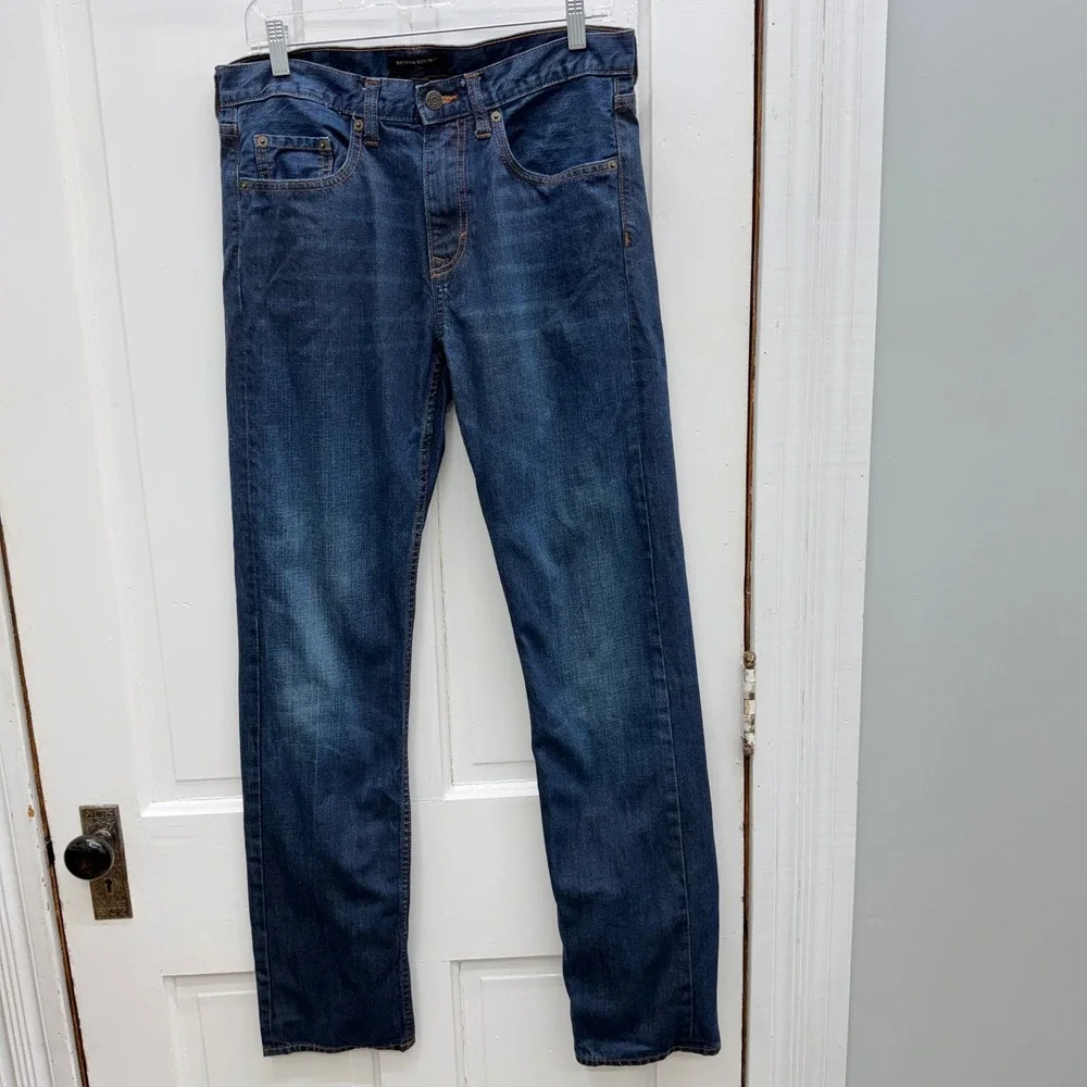 Banana Republic Slim Fit Straight Leg Dark Wash‎ Denim Jeans Men's 32 x 34